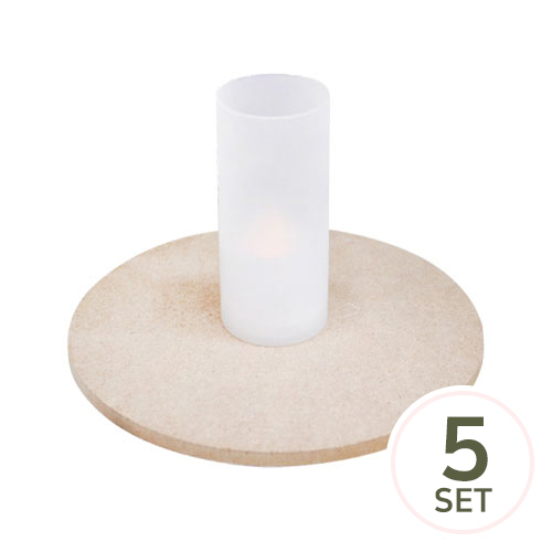 [세트상품]LED 미니촛불+컵+MDF12cm원형판*두께5mm*5세트*(구멍없음) M-10-107