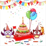 냅킨아트 026901 Funny Owls with B-day Cake 냅킨20매 33x33cm 0758