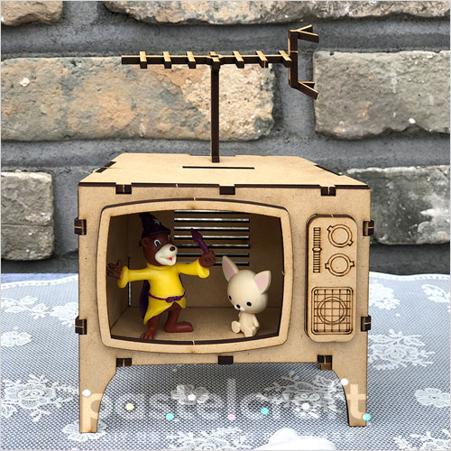 5개입 MDF 옛날 TV 저금통 DIY 11.5x5.5x16.5cm