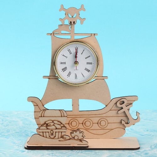 우드 해적선 시계 사진 액자 데코판