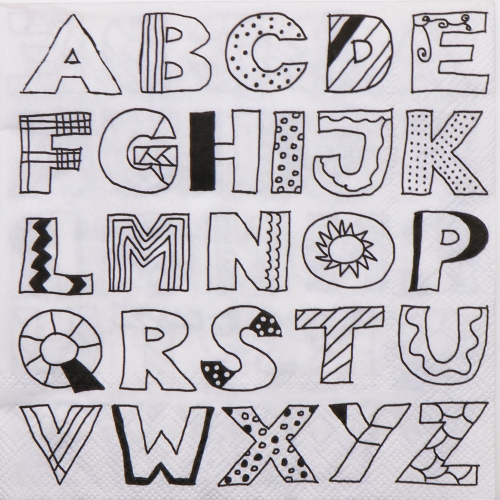 냅킨아트 L867497 alphabet abc white black 냅킨20매 33x33cm
