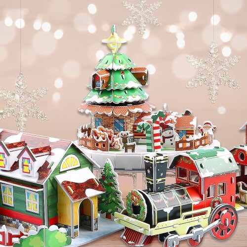 폼보드 퍼즐 크리스마스 기차 트리 하우스 만들기