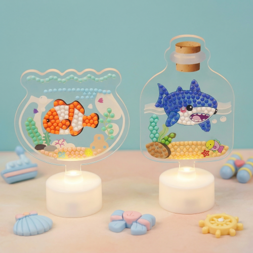 여름 미술 활동 보석십자수 유리병 어항 바다 물고기 아크릴 무드등