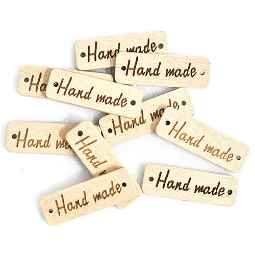 원목라벨 직사각 대 HAND MADE 30x10mm 10개입