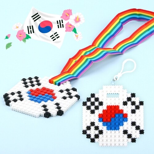 DIY 8mm 디폼블럭 태극기 가방걸이 목걸이 1개입