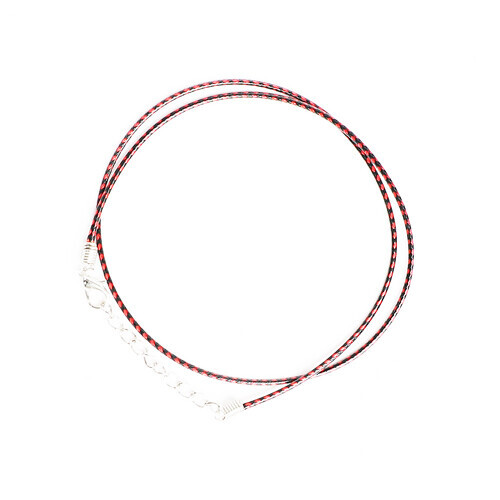 이중컬러 목걸이줄 2호 검정빨강 45cm 두께2mm 10개입