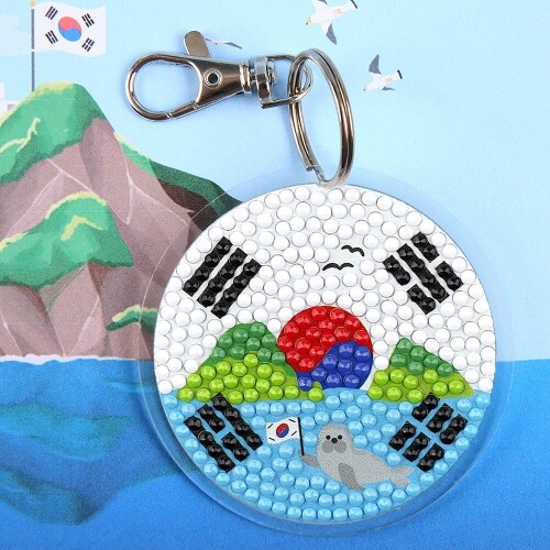 보석십자수 독도 태극기 아크릴 열쇠고리