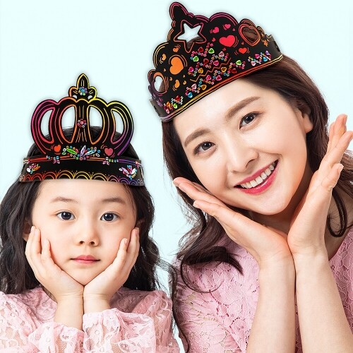 크라운 왕관 머리띠 스크래치 페이퍼 컬러링 보드 만들기 패키지 1세트