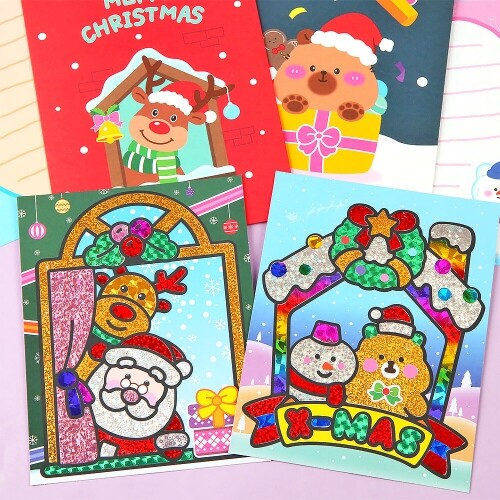 포일 아트 크리스마스 하우스 카드 세트 만들기