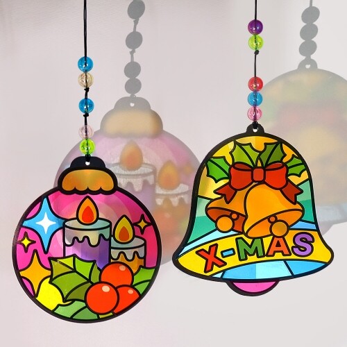 크리스마스 장식 스티커 썬캐쳐 책갈피 모빌 만들기