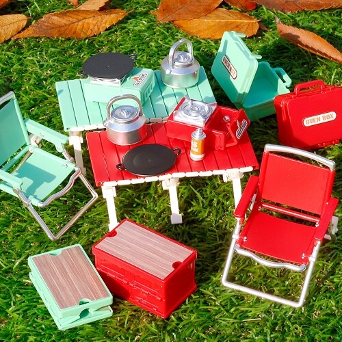 미니어처 캠핑 테이블 의자 세트 1세트
