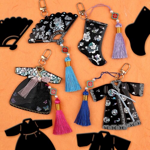 전통 한복 부채 아크릴 자개 키링 만들기