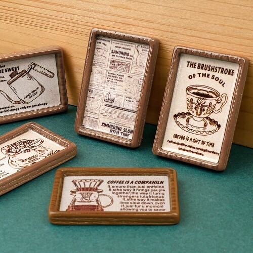5개입 미니어처 빈티지 커피 레터링 액자 쟁반