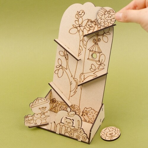 우드 DIY 다람쥐 곰 지그재그 굴리기 놀이