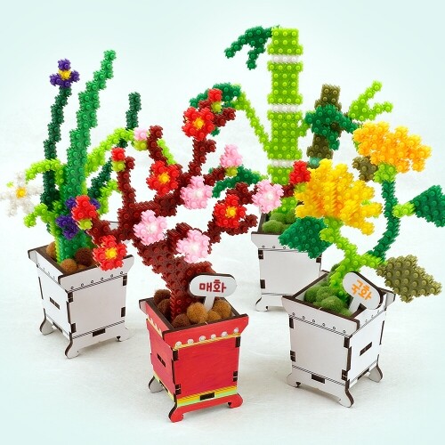 미니 디폼 블럭 입체 전통 사군자 매란국죽 화분 만들기 세트