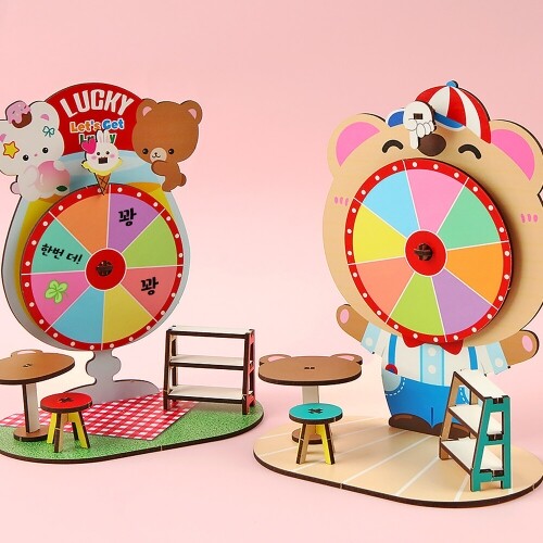 인쇄 우드 DIY 미니어처 행운의 룰렛 게임 놀이