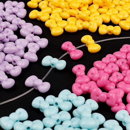 50g 칼라 통통 입체 나비 리본 비즈