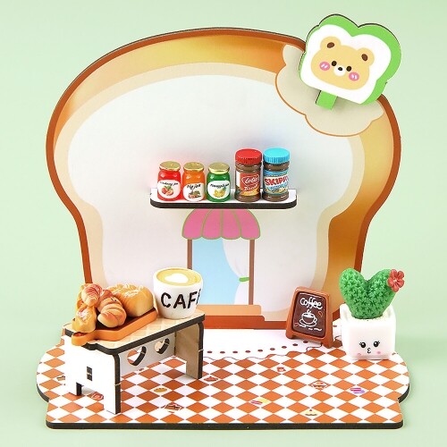 인쇄 우드 DIY 미니어처 곰돌이 식빵 배경판 만들기
