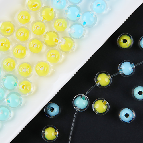 500g 파스텔 투명 칼라 이중 원형 비즈 10mm