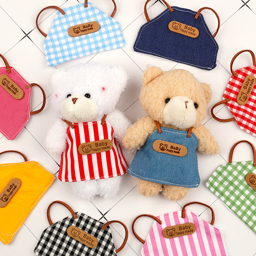 미니어처 인형 옷 어깨 스트랩 곰돌이 라벨 앞치마