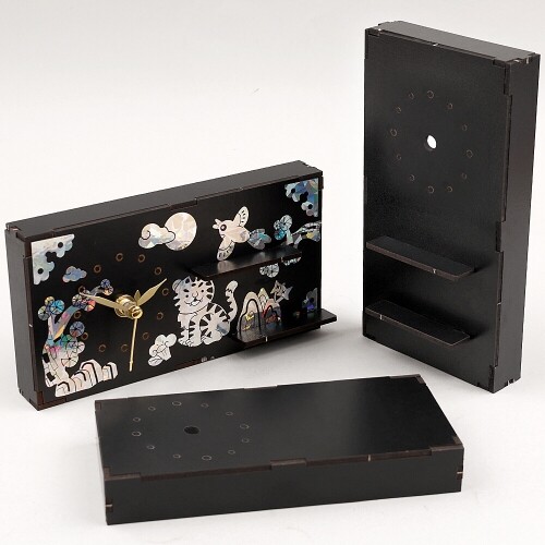 인쇄 우드 DIY 미니어처 검정 무지 직사각형 시계 만들기