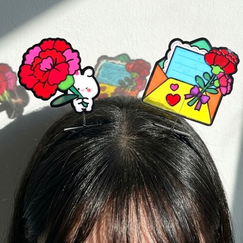 카네이션 편지 스티커 썬캐쳐 머리핀 만들기