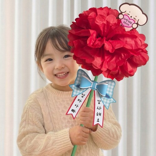 강아지 리본 자이언트 왕 카네이션 꽃 한송이 만들기