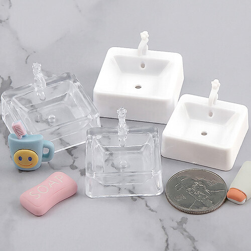 4개입 미니어처 사각 수도꼭지 세면대