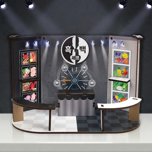 인쇄 우드 DIY 미니어처 흑백 셰프 세트장 만들기