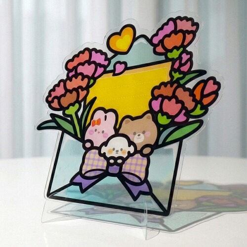 카네이션 리본 편지 스티커 썬캐쳐 액자 만들기