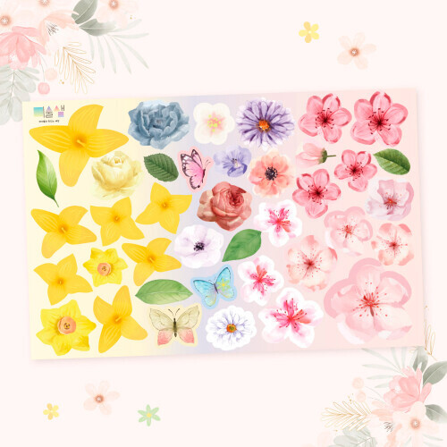 (MS) 봄꽃 압화 스티커