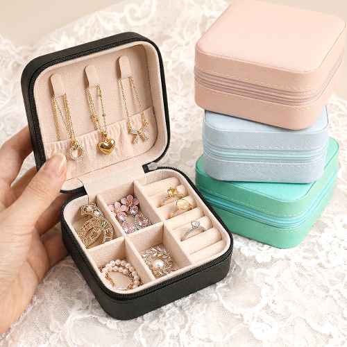 PU 미니 보석 주얼리 사각 지퍼 휴대용 보관함