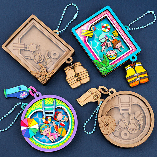 4개입 우드 DIY 미니어처 생존 수영 쉐이커 키링