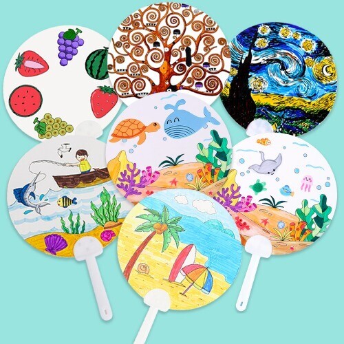 (MS) 컬러링 도안 부채 7종