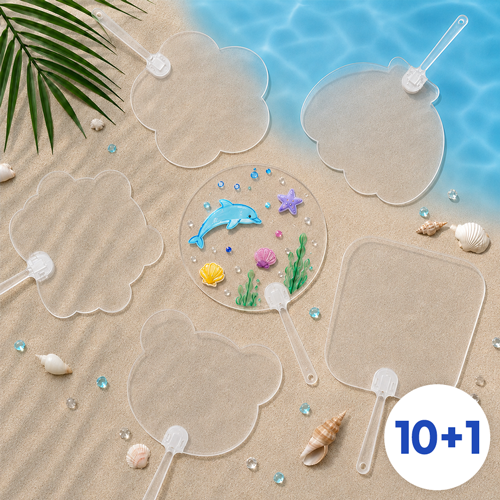 [10+1] 4개입 PVC 투명 동물 모양 부채 만들기