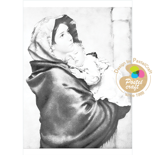 193 수제냅킨 성모마리아와 아기 흑백 A4