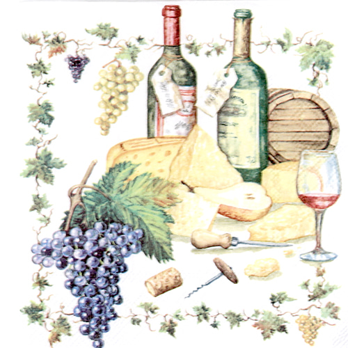 냅킨아트 13306815 Wine and cheese 냅킨20매 33x33cm 0610
